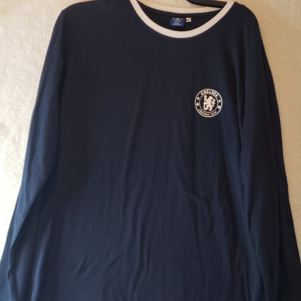Men's Navy-Blue Chelsea Ringer Long Sleeve T-Shirt Size XL